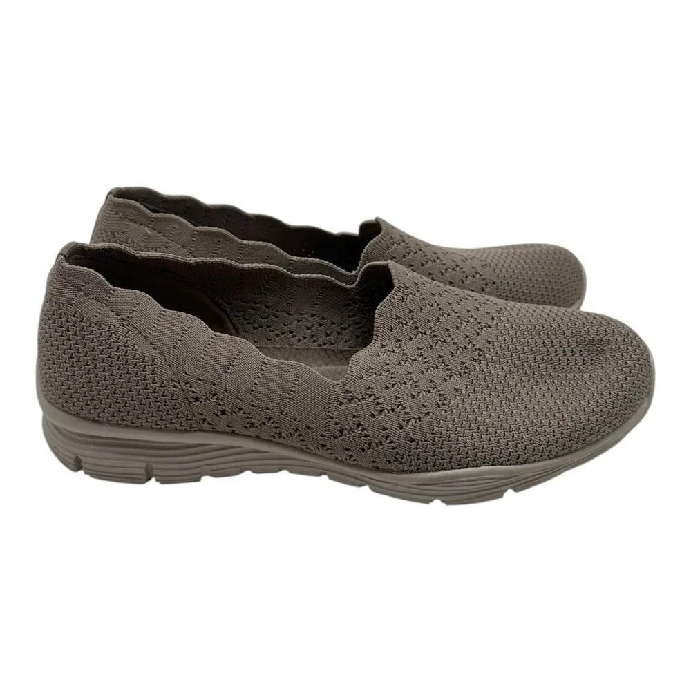 Skechers Slip On Shoes Womens 7 Taupe Classic Fit‎ Air Cooled Memory Foam 49481